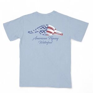 American Flyway Waterfowl Light Blue Stars and Stripes Tee